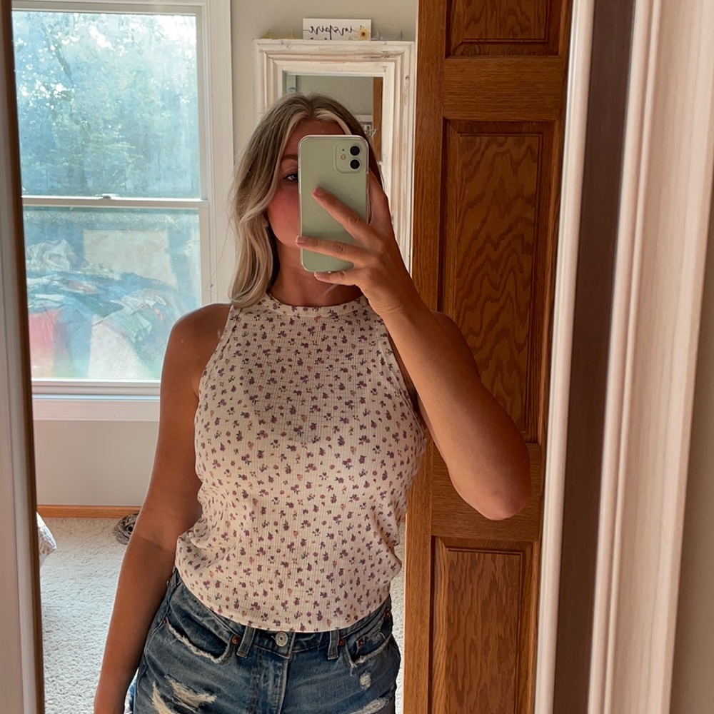 floral high neck tank top